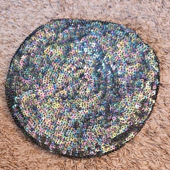 Vintage Accessories - Vintage 1980s JC Statement Beret With Iridiscent Sequins